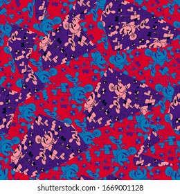 Seamless pattern with colorful abstract spring ornates.