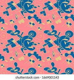 Seamless pattern with colorful abstract spring ornates.