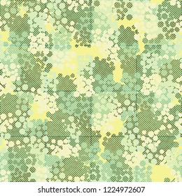 Seamless pattern. Colorful abstract urban camouflage. For children and women. Diagonal striped squares. Editing is available.