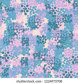 Seamless pattern. Colorful abstract urban camouflage. For children and women. Chess foreground. Editing is available.