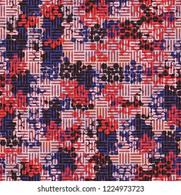 Seamless pattern. Colorful abstract urban camouflage. For children and women. Chess foreground. Editing is available.