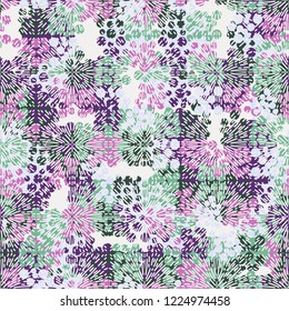 Seamless pattern. Colorful abstract urban camouflage. For children and women. Radial beam squares. Editing is available.