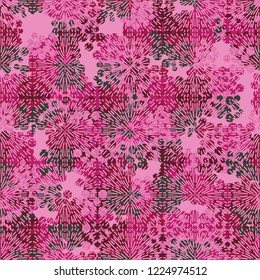 Seamless pattern. Colorful abstract urban camouflage. For children and women. Radial beam squares. Editing is available.