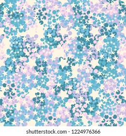Seamless pattern. Colorful abstract urban camouflage. For children and women. Five-pointed stars. Editing is available.