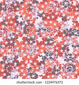 Seamless pattern. Colorful abstract urban camouflage. For children and women. Five-pointed stars. Editing is available.
