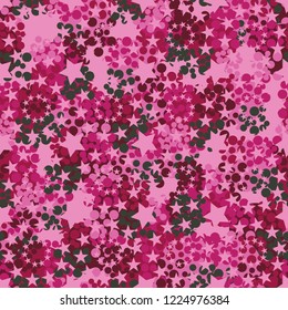 Seamless pattern. Colorful abstract urban camouflage. For children and women. Five-pointed stars. Editing is available.