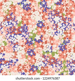 Seamless pattern. Colorful abstract urban camouflage. For children and women. Five-pointed stars. Editing is available.
