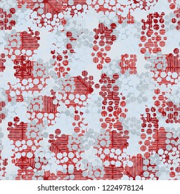 Seamless pattern. Colorful abstract urban camouflage. For children and women. Casually shaded squares. Editing is available.