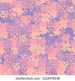 Seamless pattern. Colorful abstract urban camouflage. For children and women. Casually shaded squares. Editing is available.