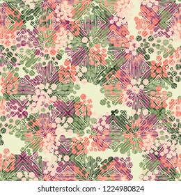 Seamless pattern. Colorful abstract urban camouflage. For children and women. Parquet texture. Editing is available.