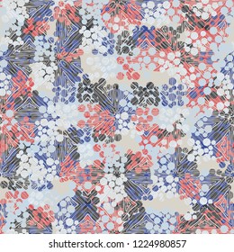 Seamless pattern. Colorful abstract urban camouflage. For children and women. Parquet texture. Editing is available.