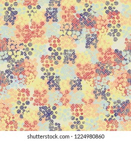Seamless pattern. Colorful abstract urban camouflage. For children and women. Parquet texture. Editing is available.