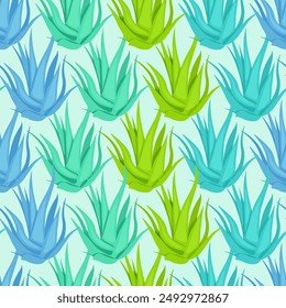 Patrón sin costuras de coloridas plantas de aloe vera