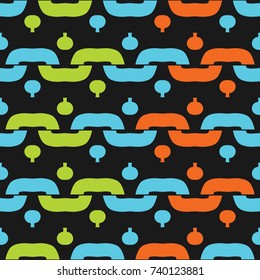 Seamless pattern with colorful alternate geometric shapes.