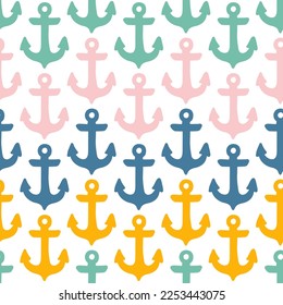 Seamless pattern with colorful anchors