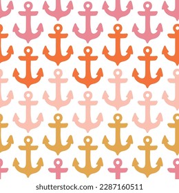 Seamless pattern with colorful anchors