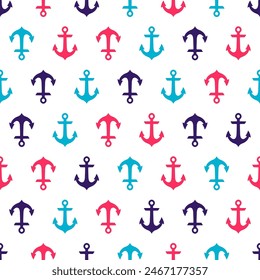 Seamless pattern with colorful anchors