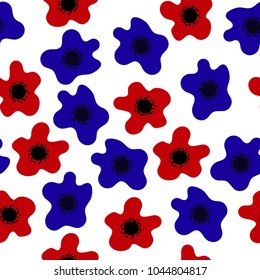 Seamless pattern with colorful anemone flowers