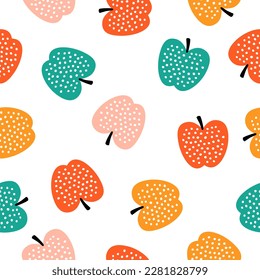 Seamless pattern with colorful apple