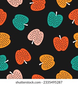 Seamless pattern with colorful apples
