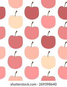 Seamless pattern with colorful apples on white background. Vector illustration.