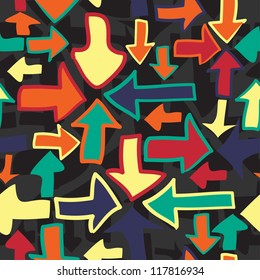 Seamless pattern of colorful arrows