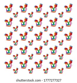 seamless pattern with colorful art flower