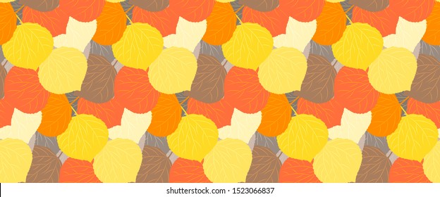 Seamless pattern with colorful aspen leaves, for banner, wallpaper, table cloth, mat, textile/fabric print etc