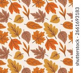 Seamless pattern with colorful autumn leaves, berries. Vector background for Thanksgiving Day.	
