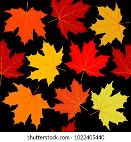 Seamless pattern with colorful autumn leaves