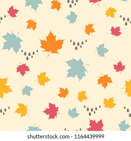 Seamless pattern with colorful autumn leaves