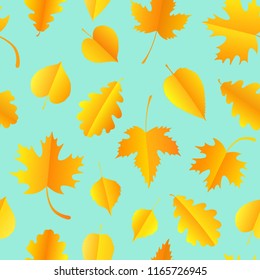 Seamless pattern with colorful autumn leaves
