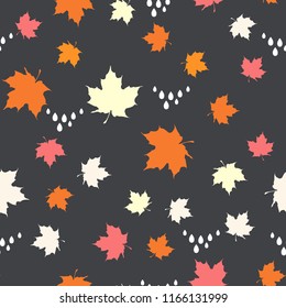 Seamless pattern with colorful autumn leaves