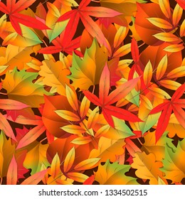 Seamless pattern with colorful autumn leaves. Vector illustration.