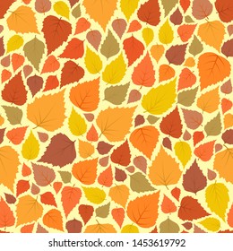 Seamless pattern with colorful autumn leaves. Vector colorful flat style endless texture.