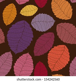 Seamless pattern of colorful autumn leaves