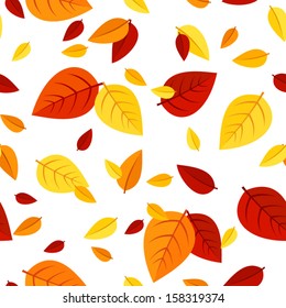 Seamless Pattern With Colorful Autumn Leaves. Vector Illustration.