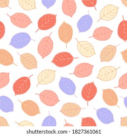 Seamless pattern with colorful autumn leaves. Vector