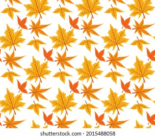 Seamless pattern with colorful autumn leaves. Vector illustration