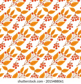 Patrón sin foco con hojas de otoño coloridas. Ilustración del vector