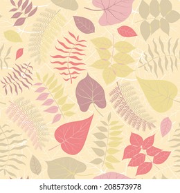 Seamless pattern of colorful autumn leaves - good design for fabric, postcards, flyers