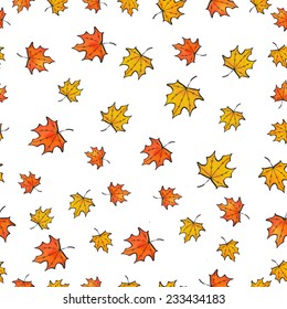 Seamless pattern with colorful autumn leaves. Vector illustration.