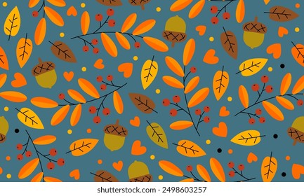 Seamless pattern with colorful autumn leaves. Vector illustration