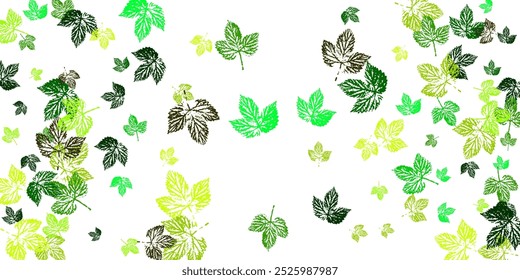 Seamless Pattern with Colorful Autumn leaves Set of waves formed by green leaves