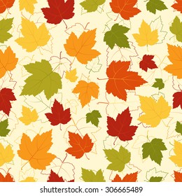Seamless pattern with colorful autumn leaves. Vector illustration.