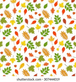 Seamless pattern with colorful autumn leaves. Seamless pattern can be used for wallpaper, pattern fills, web page background, surface textures.