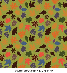Seamless pattern with colorful autumn leaves. Vector illustration.
