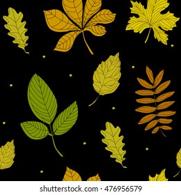 Seamless pattern with colorful autumn leaves. Vector illustration.