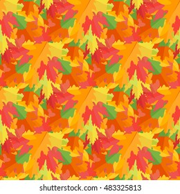 Seamless pattern with colorful autumn leaves. Vector texture.