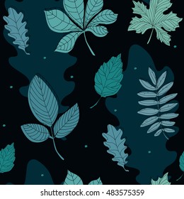Seamless pattern with colorful autumn leaves. Vector illustration.